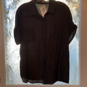 Ladies Lucky & Blessed Black Button Shirt Sz L